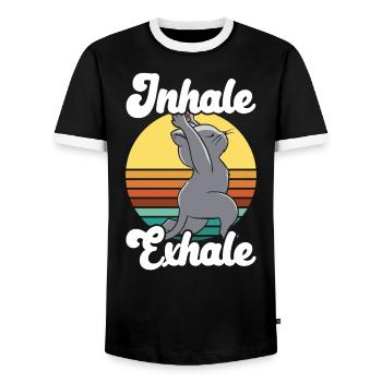 Yoga Méditation Fitness Entraînement Instructeur de yoga - T-shirt contrasté Homme - noir/blanc - Devant - AI Model Female 172 light (172cm) & AI Model Male 178 light (178cm)