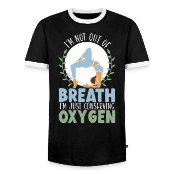 Yoga Méditation Fitness Entraînement Instructeur de yoga - T-shirt contrasté Homme - noir/blanc - Devant - AI Model Female 172 light (172cm) & AI Model Male 178 light (178cm)