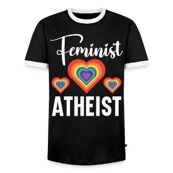 Atheismus Anti-Religion Agnostiker Freidenker Atheist - Männer Kontrast-T-Shirt - Schwarz/Weiß - Vorne - AI Model Female 172 light (172cm) & AI Model Male 178 light (178cm)