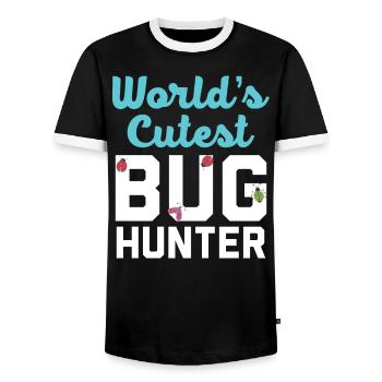 Bug Catcher Bug Expert Insect Lover Entomology - Men's Ringer Shirt - black/white - Front - AI Model Female 172 light (172cm) & AI Model Male 178 light (178cm)