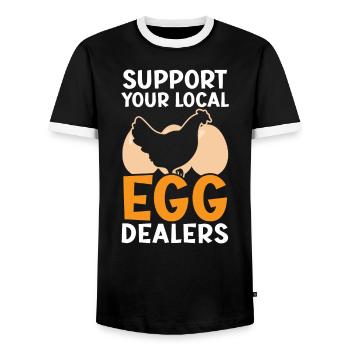 Poulet fermier Poulet Chuchoteur Animal de la ferme - T-shirt contrasté Homme - noir/blanc - Devant - AI Model Female 172 light (172cm) & AI Model Male 178 light (178cm)