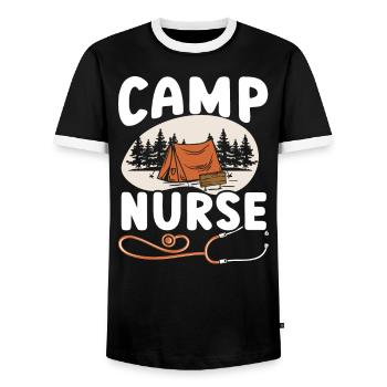 Camp Krankenschwester Camping Krankenschwester Krankenschwester Camper - Männer Kontrast-T-Shirt - Schwarz/Weiß - Vorne - AI Model Female 172 light (172cm) & AI Model Male 178 light (178cm)