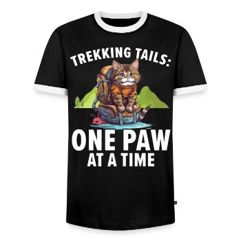 Hiking Cat Hiker Cat Owner Mountain Climbing Hiker - Men's Ringer Shirt - black/white - Front - AI Model Female 172 light (172cm) & AI Model Male 178 light (178cm)