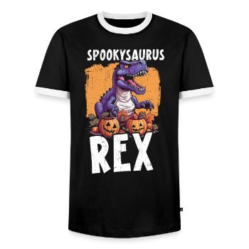 Dinosaur Halloween Trick Or Treat Dino Lover - Men's Ringer Shirt - black/white - Front - AI Model Female 172 light (172cm) & AI Model Male 178 light (178cm)