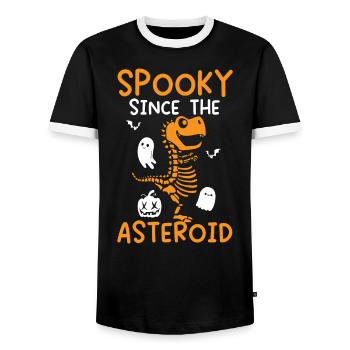 Dinosaur Halloween Trick Or Treat Dino Lover - Men's Ringer Shirt - black/white - Front - AI Model Female 172 light (172cm) & AI Model Male 178 light (178cm)