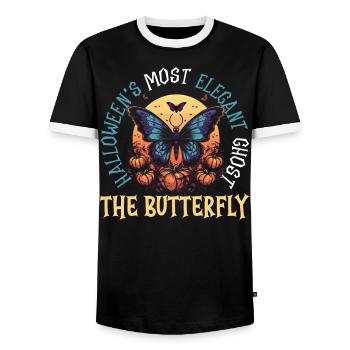 Butterfly Halloween Trick Or Treat Insect Lover - Men's Ringer Shirt - black/white - Front - AI Model Female 172 light (172cm) & AI Model Male 178 light (178cm)