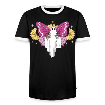 Butterfly Halloween Trick Or Treat Insect Lover - Men's Ringer Shirt - black/white - Front - AI Model Female 172 light (172cm) & AI Model Male 178 light (178cm)