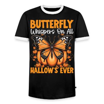 Butterfly Halloween Trick Or Treat Insect Lover - Men's Ringer Shirt - black/white - Front - AI Model Female 172 light (172cm) & AI Model Male 178 light (178cm)