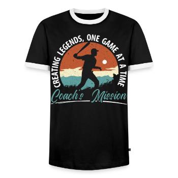 Baseballtrainer Baseballspieler Baseball-Mannschaftssport - Männer Kontrast-T-Shirt - Schwarz/Weiß - Vorne - AI Model Female 172 light (172cm) & AI Model Male 178 light (178cm)