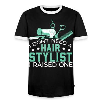 Friseur - Männer Kontrast-T-Shirt - Schwarz/Weiß - Vorne - AI Model Female 172 light (172cm) & AI Model Male 178 light (178cm)