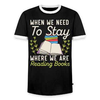 Book Lover Bookworm Reading Librarian Education - Men's Ringer Shirt - black/white - Front - AI Model Female 172 light (172cm) & AI Model Male 178 light (178cm)