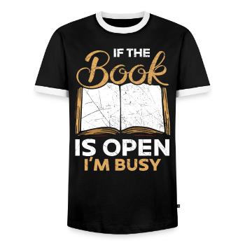 Book Lover Bookworm Reading Librarian Education - Men's Ringer Shirt - black/white - Front - AI Model Female 172 light (172cm) & AI Model Male 178 light (178cm)