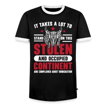 Tag der indigenen Ureinwohner Amerikas - Männer Kontrast-T-Shirt - Schwarz/Weiß - Vorne - AI Model Female 172 light (172cm) & AI Model Male 178 light (178cm)