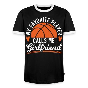 Basketball Girlfriend Love Couple Relationship - Men's Ringer Shirt - black/white - Front - AI Model Female 172 light (172cm) & AI Model Male 178 light (178cm)