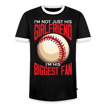 Baseball-Freundin Sportliebhaber Baseball-Fan - Männer Kontrast-T-Shirt - Schwarz/Weiß - Vorne - AI Model Female 172 light (172cm) & AI Model Male 178 light (178cm)