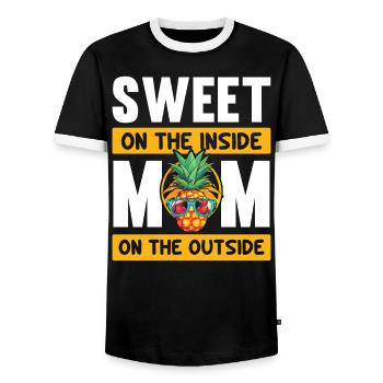 Pineapple Mom Hello Summer Motherhood Mothers Day - Men's Ringer Shirt - black/white - Front - AI Model Female 172 light (172cm) & AI Model Male 178 light (178cm)