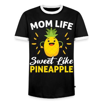 Pineapple Mom Hello Summer Motherhood Mothers Day - Men's Ringer Shirt - black/white - Front - AI Model Female 172 light (172cm) & AI Model Male 178 light (178cm)