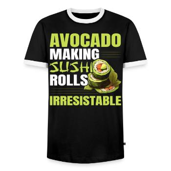 Avocado Sushi Roll Nigiri Avocado Fruit Guacamole - Men's Ringer Shirt - black/white - Front - AI Model Female 172 light (172cm) & AI Model Male 178 light (178cm)
