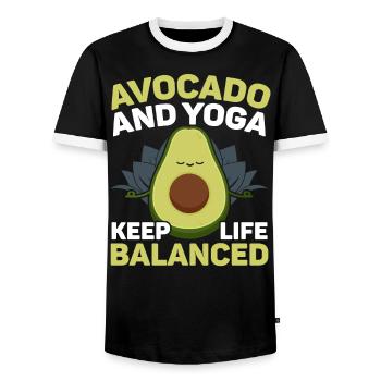 Avocado Yoga Master Avocado Fruit Meditate Guac - Men's Ringer Shirt - black/white - Front - AI Model Female 172 light (172cm) & AI Model Male 178 light (178cm)
