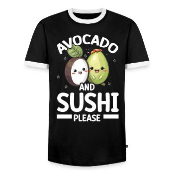 Avocado Sushi Roll Nigiri Avocado Fruit Guacamole - Men's Ringer Shirt - black/white - Front - AI Model Female 172 light (172cm) & AI Model Male 178 light (178cm)
