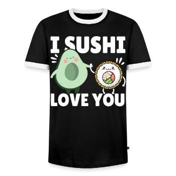 Avocado Sushi Roll Nigiri Avocado Fruit Guacamole - Men's Ringer Shirt - black/white - Front - AI Model Female 172 light (172cm) & AI Model Male 178 light (178cm)