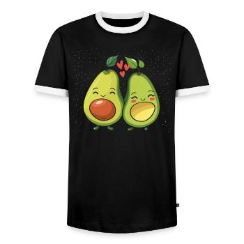 Avocado Couple Relationship Avocado Fruit Guac - Men's Ringer Shirt - black/white - Front - AI Model Female 172 light (172cm) & AI Model Male 178 light (178cm)