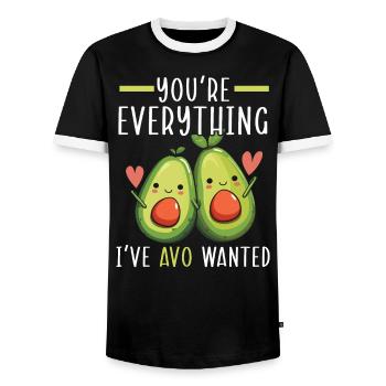 Avocado Couple Relationship Avocado Fruit Guac - Men's Ringer Shirt - black/white - Front - AI Model Female 172 light (172cm) & AI Model Male 178 light (178cm)