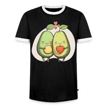 Avocado Couple Relationship Avocado Fruit Guac - Men's Ringer Shirt - black/white - Front - AI Model Female 172 light (172cm) & AI Model Male 178 light (178cm)