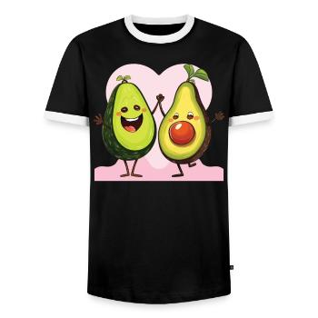 Avocado Couple Relationship Avocado Fruit Guac - Men's Ringer Shirt - black/white - Front - AI Model Female 172 light (172cm) & AI Model Male 178 light (178cm)
