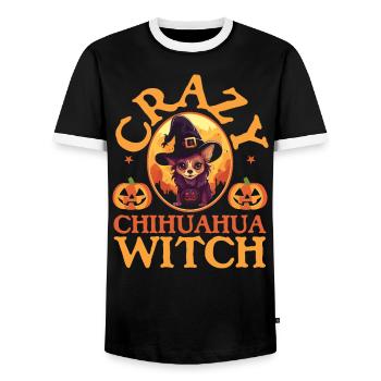 Chihuahua Halloween Puppy Trick Or Treat Dog Lover - Men's Ringer Shirt - black/white - Front - AI Model Female 172 light (172cm) & AI Model Male 178 light (178cm)