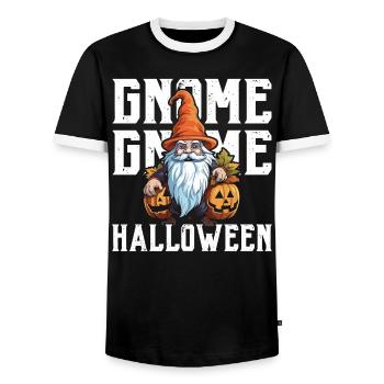 Garden Gnome Halloween Trick Or Treat Gardener - Men's Ringer Shirt - black/white - Front - AI Model Female 172 light (172cm) & AI Model Male 178 light (178cm)
