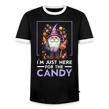 Garden Gnome Halloween Trick Or Treat Gardener - Men's Ringer Shirt - black/white - Front - AI Model Female 172 light (172cm) & AI Model Male 178 light (178cm)