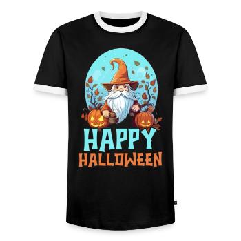 Garden Gnome Halloween Trick Or Treat Gardener - Men's Ringer Shirt - black/white - Front - AI Model Female 172 light (172cm) & AI Model Male 178 light (178cm)