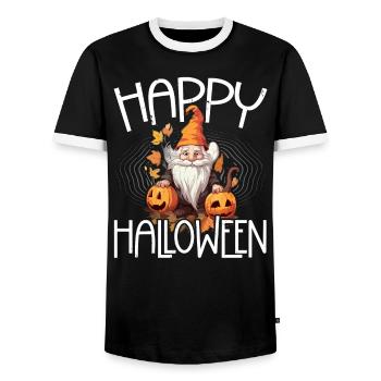 Garden Gnome Halloween Trick Or Treat Gardener - Men's Ringer Shirt - black/white - Front - AI Model Female 172 light (172cm) & AI Model Male 178 light (178cm)