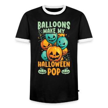 Ballon Halloween Süßes oder Saures Spooky Boo Ghost - Männer Kontrast-T-Shirt - Schwarz/Weiß - Vorne - AI Model Female 172 light (172cm) & AI Model Male 178 light (178cm)