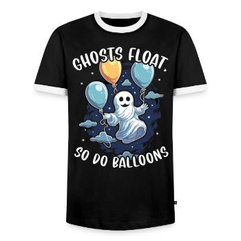 Ballon Halloween Süßes oder Saures Spooky Boo Ghost - Männer Kontrast-T-Shirt - Schwarz/Weiß - Vorne - AI Model Female 172 light (172cm) & AI Model Male 178 light (178cm)