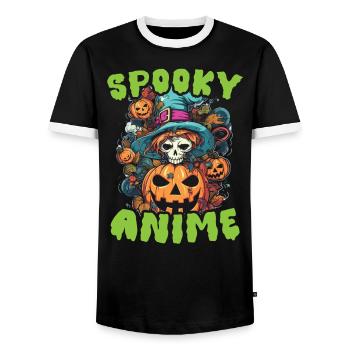 Anime Halloween Kawaii Süßes oder Saures Gruseliger Manga - Männer Kontrast-T-Shirt - Schwarz/Weiß - Vorne - AI Model Female 172 light (172cm) & AI Model Male 178 light (178cm)