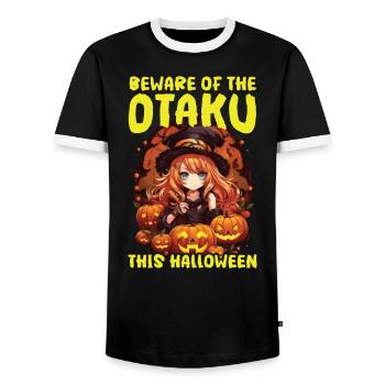 Anime Halloween Kawaii Süßes oder Saures Gruseliger Manga - Männer Kontrast-T-Shirt - Schwarz/Weiß - Vorne - AI Model Female 172 light (172cm) & AI Model Male 178 light (178cm)