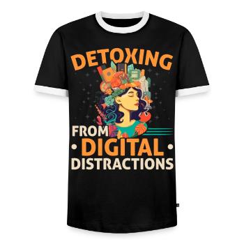 Digital Detox Mobile Phone Fasting Go Offline - T-shirt contrasté Homme - noir/blanc - Devant - AI Model Female 172 light (172cm) & AI Model Male 178 light (178cm)