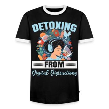 Digital Detox Mobile Phone Fasting Go Offline - T-shirt contrasté Homme - noir/blanc - Devant - AI Model Female 172 light (172cm) & AI Model Male 178 light (178cm)