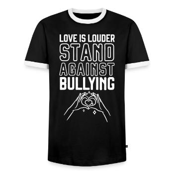 Unity Day Anti Bullying Bully Prevention Kindness - Men's Ringer Shirt - black/white - Front - AI Model Female 172 light (172cm) & AI Model Male 178 light (178cm)