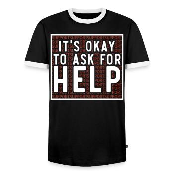 Tag der Einheit, Anti-Mobbing, Mobbing-Prävention, Freundlichkeit - Männer Kontrast-T-Shirt - Schwarz/Weiß - Vorne - AI Model Female 172 light (172cm) & AI Model Male 178 light (178cm)