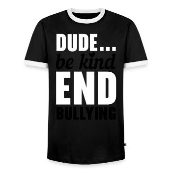 Unity Day Anti Bullying Bully Prevention Kindness - Men's Ringer Shirt - black/white - Front - AI Model Female 172 light (172cm) & AI Model Male 178 light (178cm)