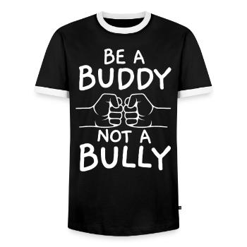 Tag der Einheit, Anti-Mobbing, Mobbing-Prävention, Freundlichkeit - Männer Kontrast-T-Shirt - Schwarz/Weiß - Vorne - AI Model Female 172 light (172cm) & AI Model Male 178 light (178cm)