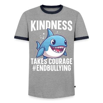 Unity Day Anti-Mobbing-Mobbing-Prävention Freundlichkeit - Männer Kontrast-T-Shirt - Grau/Navy  - Vorne - AI Model Female 172 light (172cm) & AI Model Male 178 light (178cm)