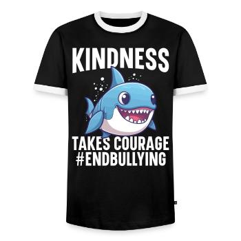 Unity Day Anti Bullying Bully Prevention Kindness - Men's Ringer Shirt - black/white - Front - AI Model Female 172 light (172cm) & AI Model Male 178 light (178cm)