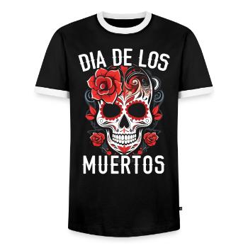 Dia de los Muertos Sugar Skull Mexikanischer Feiertag - Männer Kontrast-T-Shirt - Schwarz/Weiß - Vorne - AI Model Female 172 light (172cm) & AI Model Male 178 light (178cm)