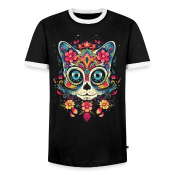 Dia de los Muertos Sugar Skull Mexikanischer Feiertag - Männer Kontrast-T-Shirt - Schwarz/Weiß - Vorne - AI Model Female 172 light (172cm) & AI Model Male 178 light (178cm)