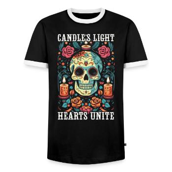 Dia de los Muertos Sugar Skull Mexikanischer Feiertag - Männer Kontrast-T-Shirt - Schwarz/Weiß - Vorne - AI Model Female 172 light (172cm) & AI Model Male 178 light (178cm)