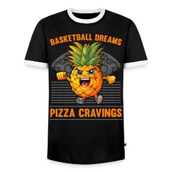 Ananas Basketball Tropische Frucht Sommer Sport - Männer Kontrast-T-Shirt - Schwarz/Weiß - Vorne - AI Model Female 172 light (172cm) & AI Model Male 178 light (178cm)